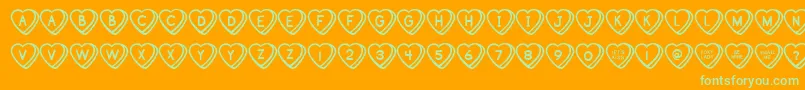 Police SweetHeartsBv – polices vertes sur fond orange