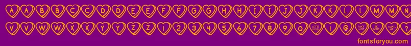 SweetHeartsBv-fontti – oranssit fontit violetilla taustalla