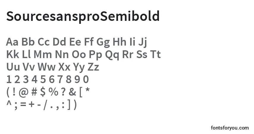 Czcionka SourcesansproSemibold – alfabet, cyfry, specjalne znaki