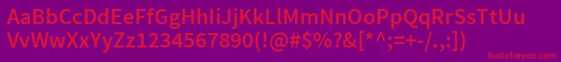 SourcesansproSemibold Font – Red Fonts on Purple Background