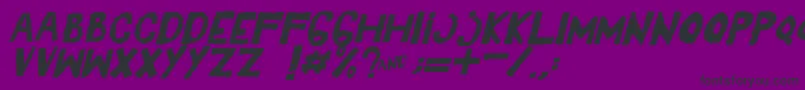 フォントYesItalic – 紫の背景に黒い文字