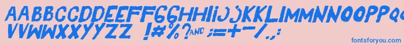 YesItalic Font – Blue Fonts on Pink Background