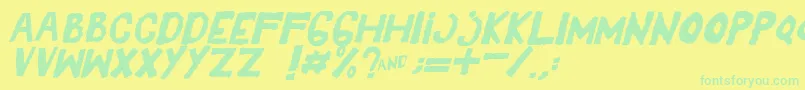 YesItalic Font – Green Fonts on Yellow Background