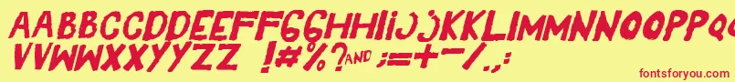 フォントYesItalic – 赤い文字の黄色い背景