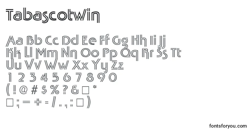 Tabascotwin-fontti – aakkoset, numerot, erikoismerkit
