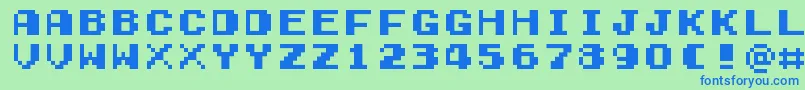 GamegirlClassic Font – Blue Fonts on Green Background