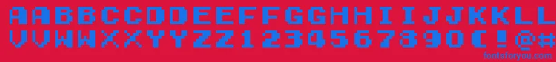 GamegirlClassic Font – Blue Fonts on Red Background
