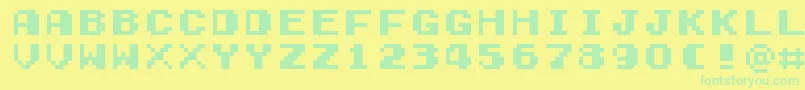 GamegirlClassic-Schriftart – Grüne Schriften auf gelbem Hintergrund