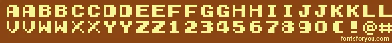 GamegirlClassic-fontti – keltaiset fontit ruskealla taustalla