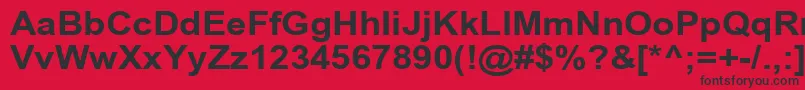 Шрифт ArialCyr110b – чёрные шрифты на красном фоне
