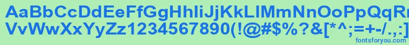 Fonte ArialCyr110b – fontes azuis em um fundo verde
