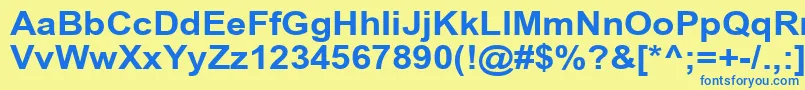 ArialCyr110b-Schriftart – Blaue Schriften auf gelbem Hintergrund