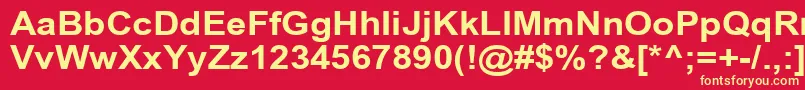 ArialCyr110b-fontti – keltaiset fontit punaisella taustalla