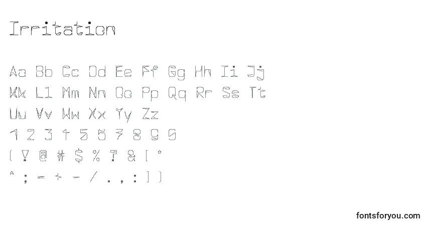 characters of irritation font, letter of irritation font, alphabet of  irritation font