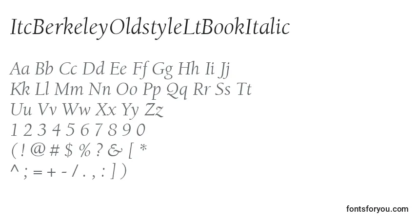 ItcBerkeleyOldstyleLtBookItalic-fontti – aakkoset, numerot, erikoismerkit