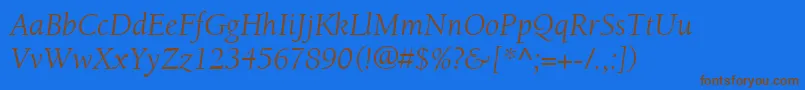 ItcBerkeleyOldstyleLtBookItalic-fontti – ruskeat fontit sinisellä taustalla