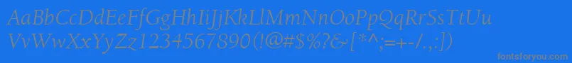 フォントItcBerkeleyOldstyleLtBookItalic – 青い背景に灰色の文字