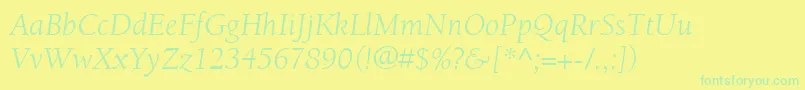 ItcBerkeleyOldstyleLtBookItalic-Schriftart – Grüne Schriften auf gelbem Hintergrund