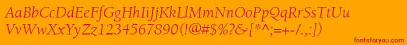 フォントItcBerkeleyOldstyleLtBookItalic – オレンジの背景に赤い文字