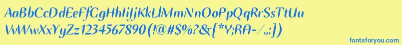 EllipseItcTtBoldItalic Font – Blue Fonts on Yellow Background