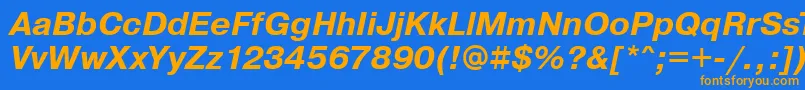 フォントPragmaticaBoldOblique – オレンジ色の文字が青い背景にあります。