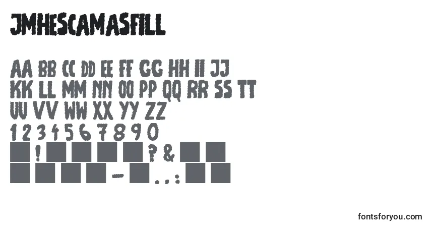 A fonte JmhEscamasFill (79107) – alfabeto, números, caracteres especiais