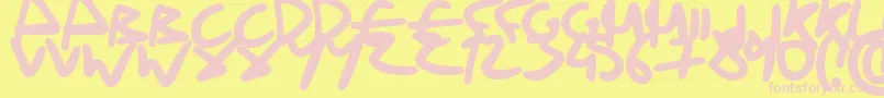 Fonte DrunkHandwriting – fontes rosa em um fundo amarelo