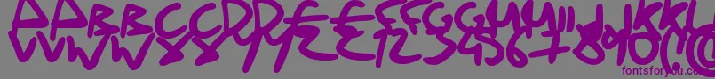 フォントDrunkHandwriting – 紫色のフォント、灰色の背景