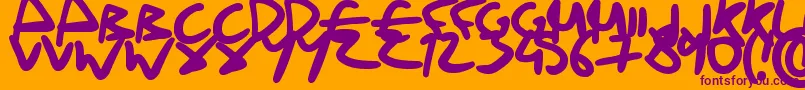 DrunkHandwriting-Schriftart – Violette Schriften auf orangefarbenem Hintergrund