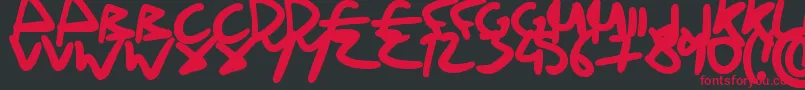 フォントDrunkHandwriting – 黒い背景に赤い文字