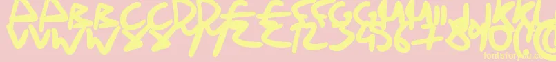 DrunkHandwriting Font – Yellow Fonts on Pink Background