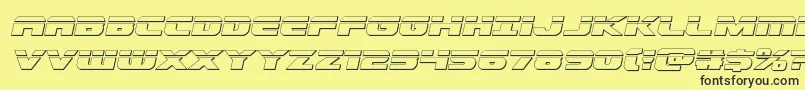 Dekarangerbulletital-Schriftart – Schwarze Schriften auf gelbem Hintergrund