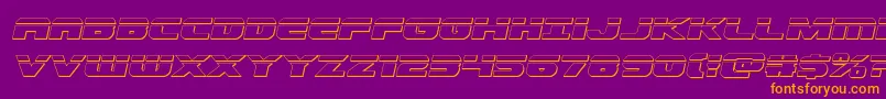 Dekarangerbulletital-fontti – oranssit fontit violetilla taustalla