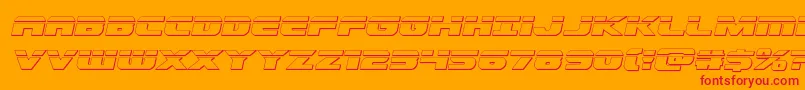 Dekarangerbulletital-Schriftart – Rote Schriften auf orangefarbenem Hintergrund