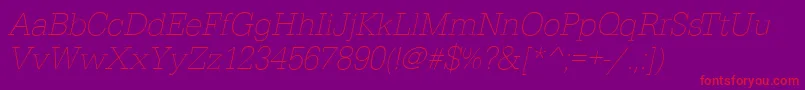 EgyptiennestdXlightItalic Font – Red Fonts on Purple Background