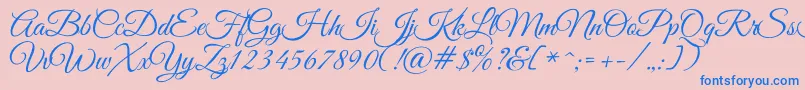 GreatvibesRegular Font – Blue Fonts on Pink Background