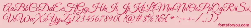 GreatvibesRegular Font – Red Fonts on Pink Background