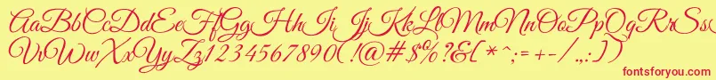 GreatvibesRegular Font – Red Fonts on Yellow Background