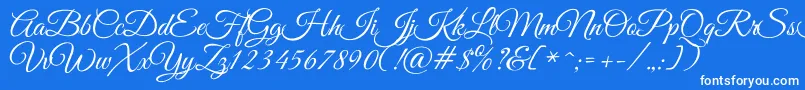 フォントGreatvibesRegular – 青い背景に白い文字