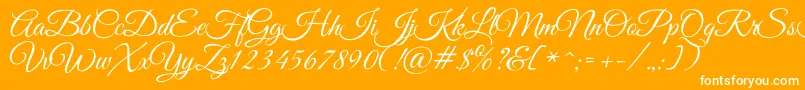 GreatvibesRegular-Schriftart – Weiße Schriften auf orangefarbenem Hintergrund