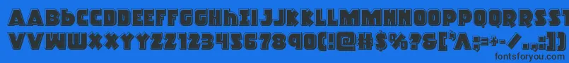 Racketsquadbevel-Schriftart – Schwarze Schriften auf blauem Hintergrund