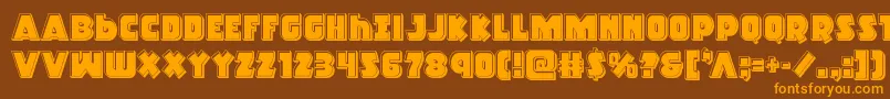 フォントRacketsquadbevel – オレンジ色の文字が茶色の背景にあります。