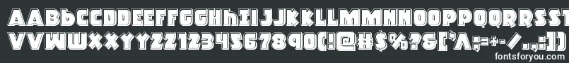 Racketsquadbevel-Schriftart – Weiße Schriften auf schwarzem Hintergrund