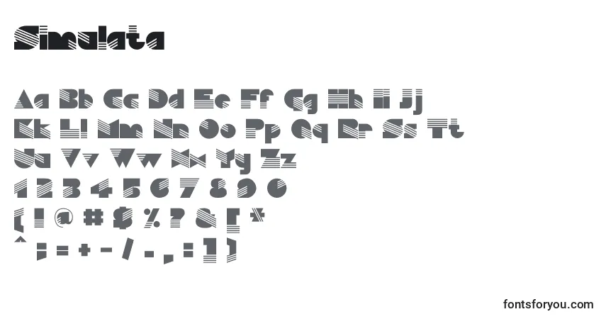 Czcionka Simulata – alfabet, cyfry, specjalne znaki