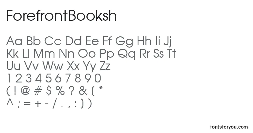 A fonte ForefrontBooksh – alfabeto, números, caracteres especiais