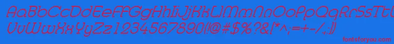 MedflylightItalic-Schriftart – Rote Schriften auf blauem Hintergrund
