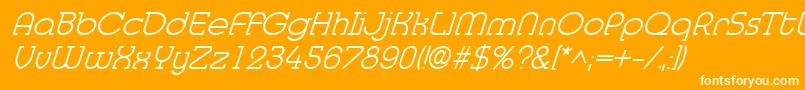 MedflylightItalic-Schriftart – Weiße Schriften auf orangefarbenem Hintergrund