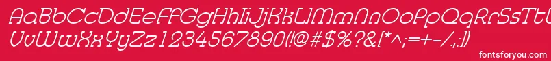 MedflylightItalic-Schriftart – Weiße Schriften auf rotem Hintergrund