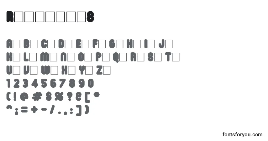 A fonte Roninset8 – alfabeto, números, caracteres especiais