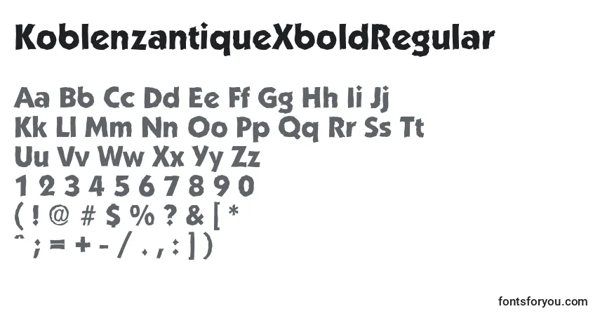 Czcionka KoblenzantiqueXboldRegular – alfabet, cyfry, specjalne znaki